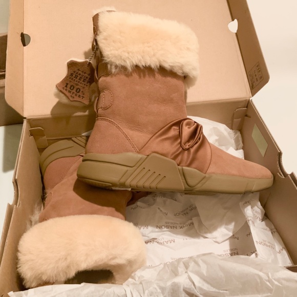 Mark Nason Los Angeles Bliss Genuine Sheep Shearling Fur Chestnut Suede Boot 6.5 - Picture 9 of 15